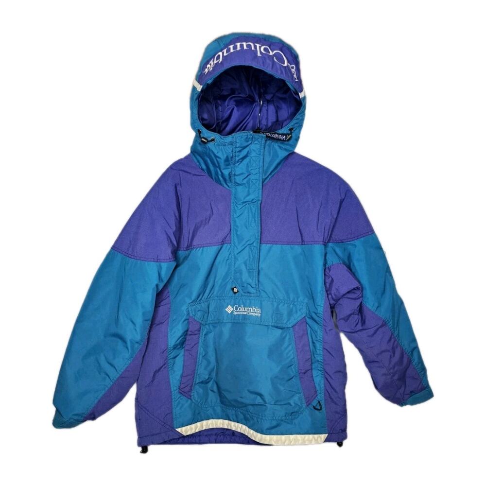 Vintage Columbia Blue Purple Colorblock Jacket Size M